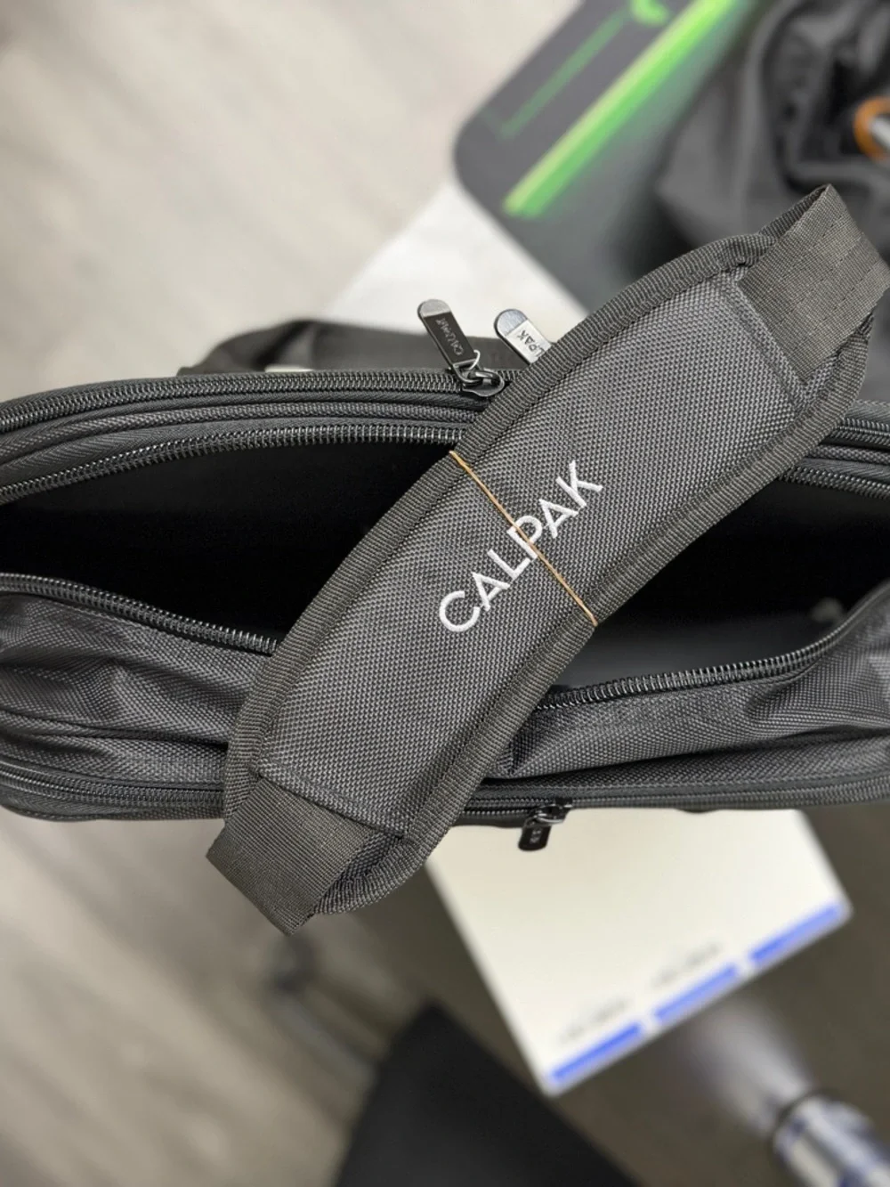Calpak Black Men's Laptop Briefcase with Front Organizer